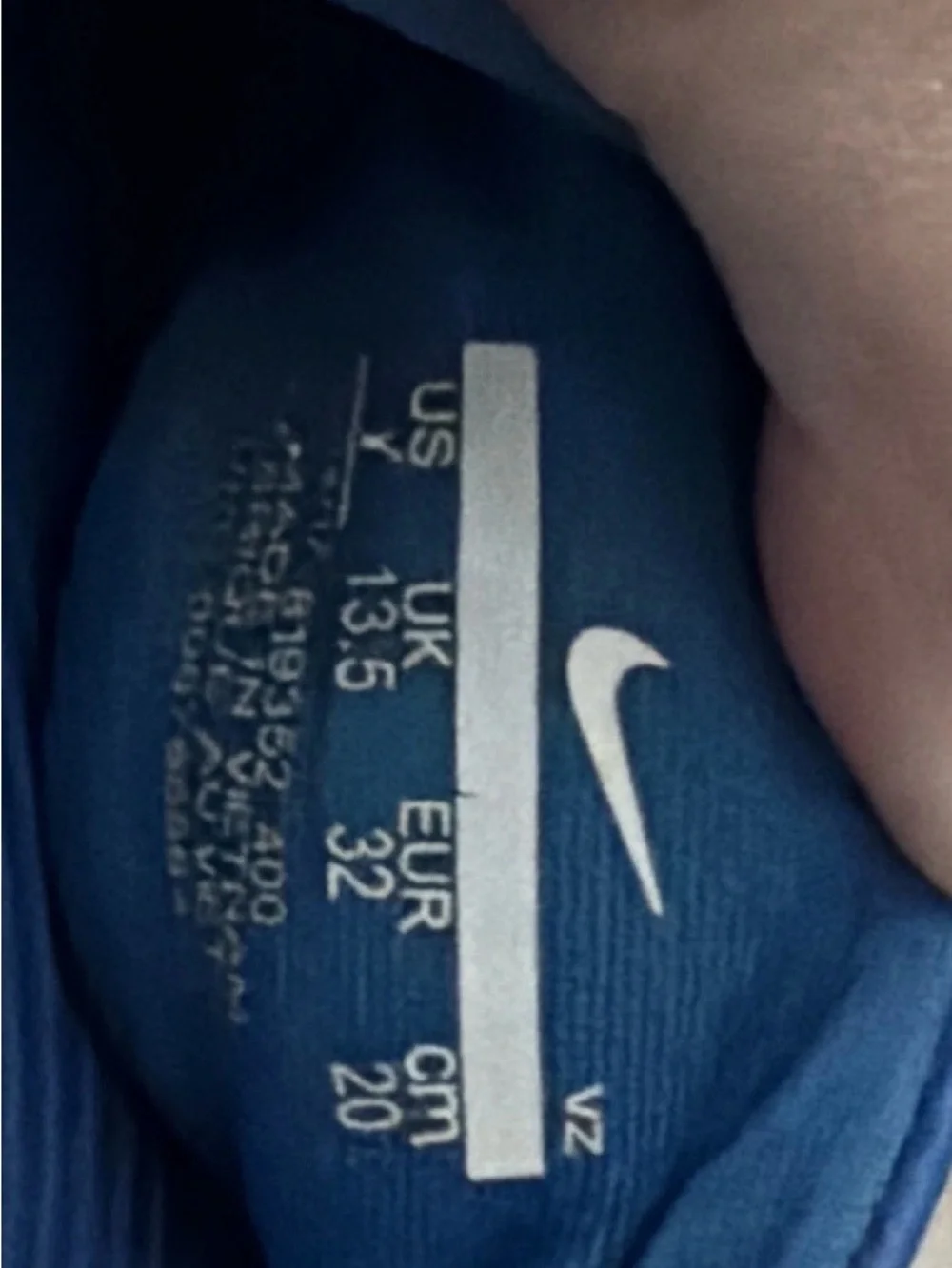 Nike Kids Blue Slide Sandals with White Swoosh Accent, Size 1Y